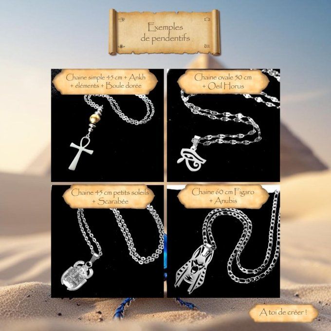 Compose ton pendentif égyptien argenté