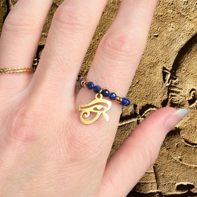 Bague oeil d'Horus en Lapis-lazuli