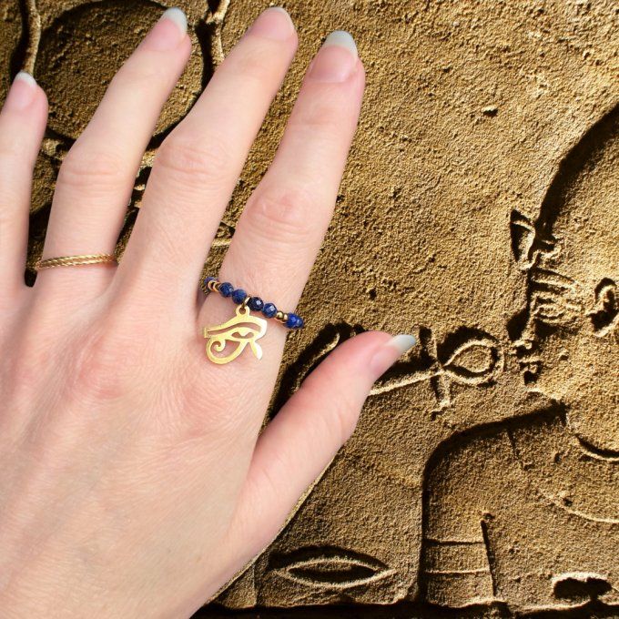 Bague oeil d'Horus en Lapis-lazuli