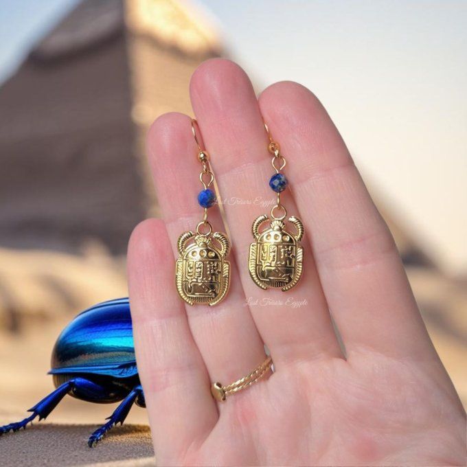 Boucles d'oreilles Déesse Scarabée