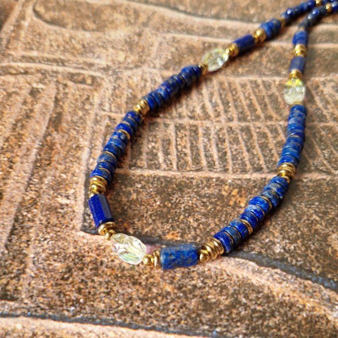 Collier Hathor - Lapis-lazuli & Cristal