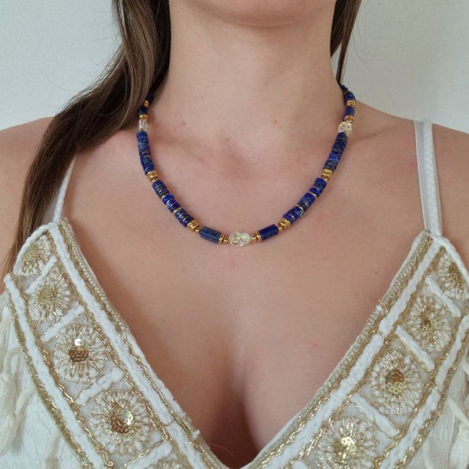Collier Hathor - Lapis-lazuli & Cristal