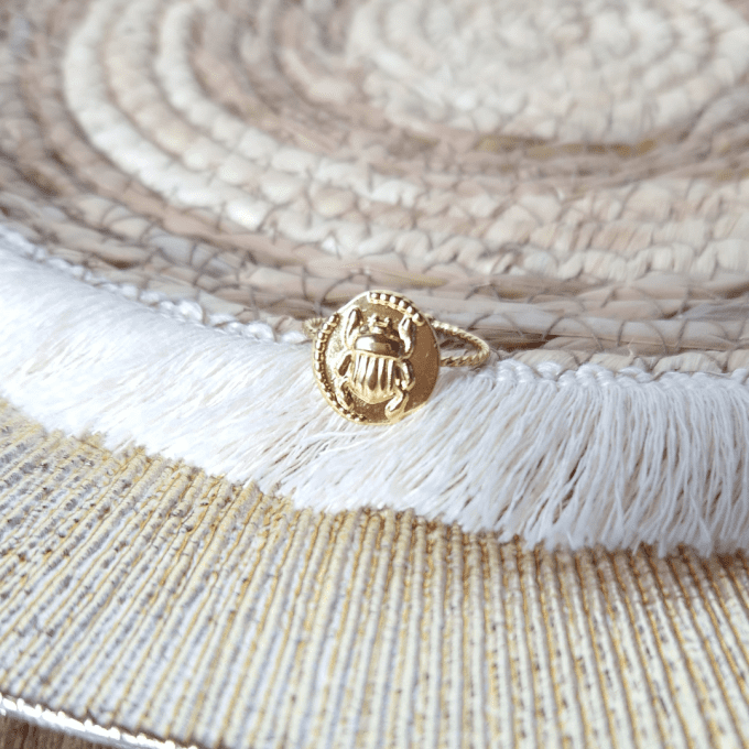 Bague fine Scarabée Sacré en acier inoxydable