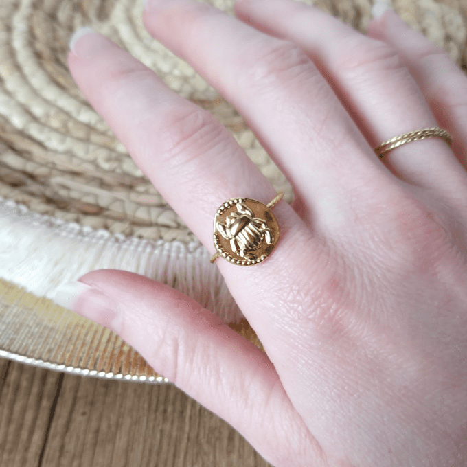 Bague fine Scarabée Sacré en acier inoxydable