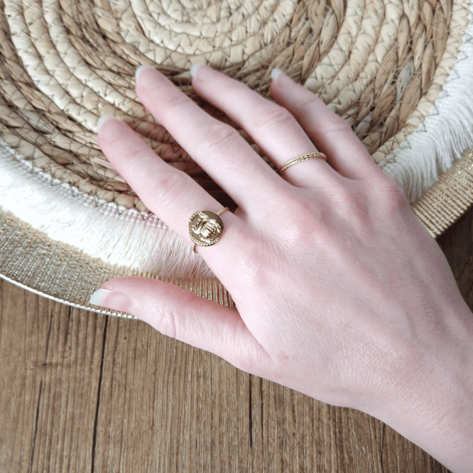 Bague fine Scarabée Sacré en acier inoxydable