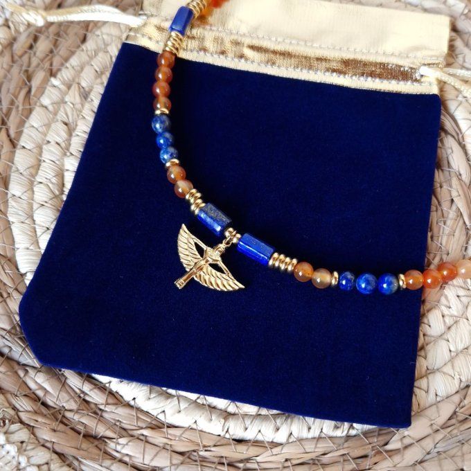 Collier Isis - Lapis-lazuli & Cornaline