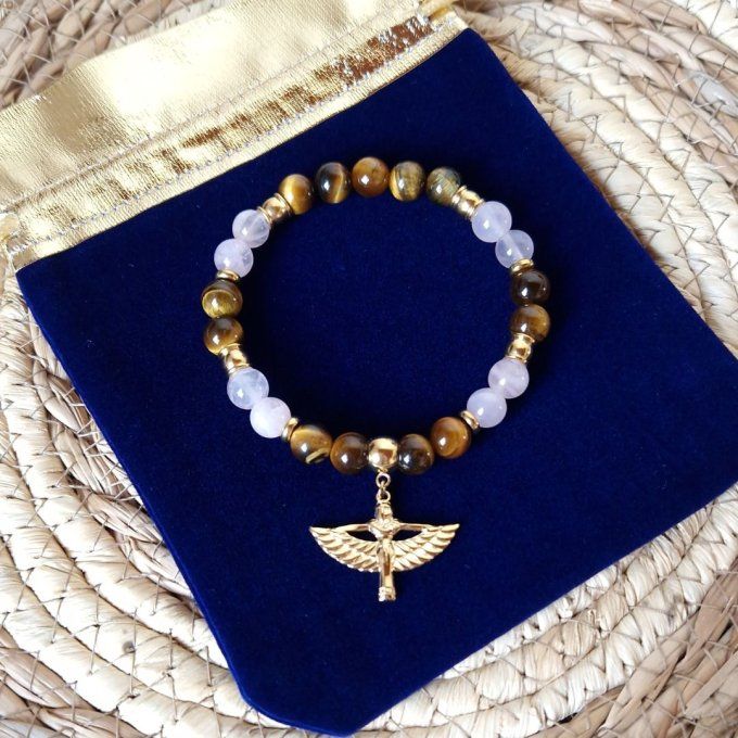 Bracelet Isis en Quartz Rose et Oeil de Tigre