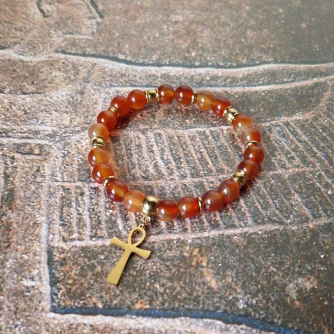Bracelets Croix de vie en Cornaline ou Lapis-lazuli