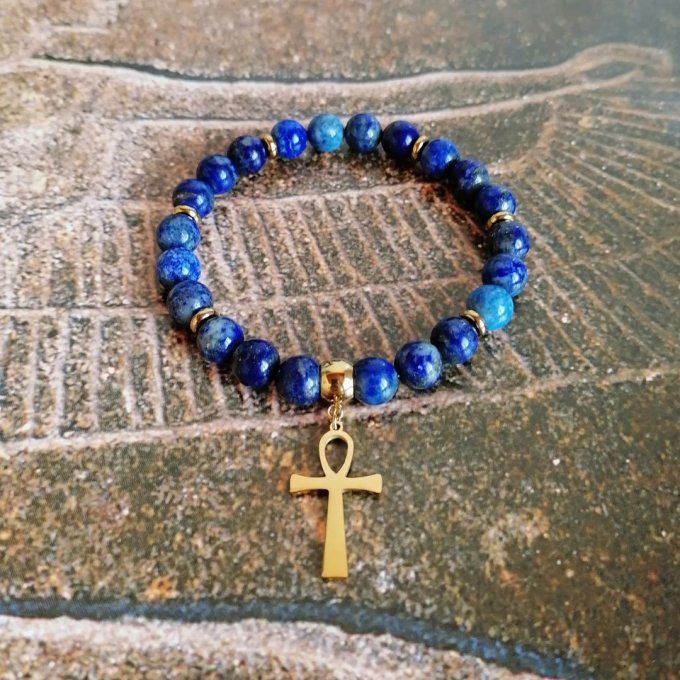 Bracelet Croix de vie Lapis-Lazuli